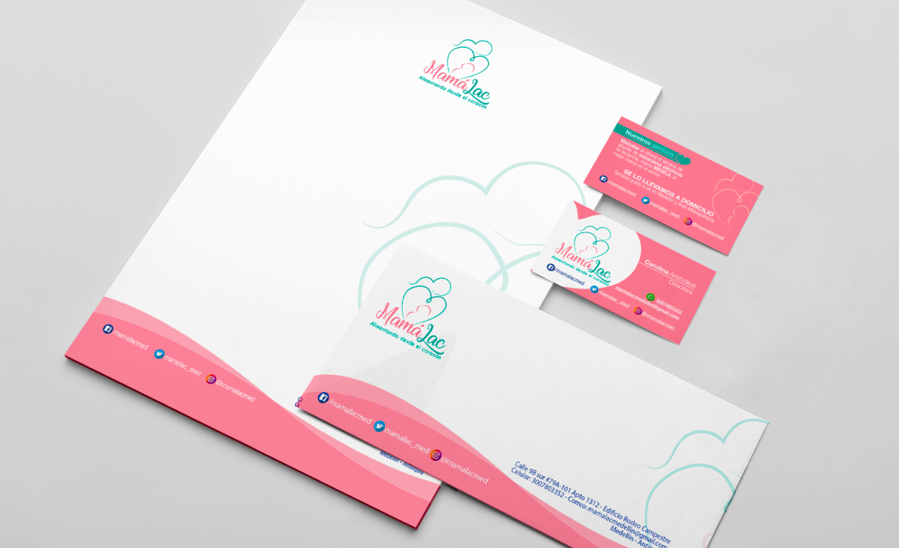 MamáLac branding visual identity featuring logo, colors, and typography.